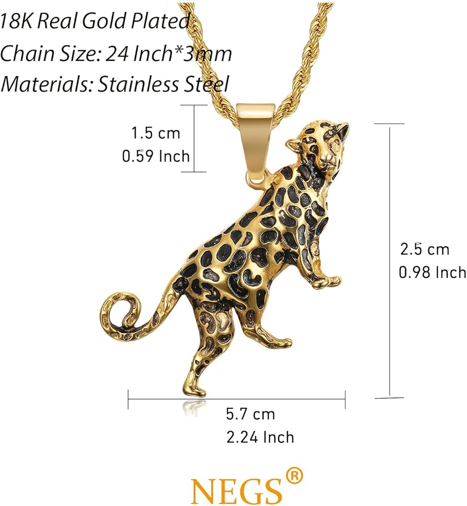 Roaring Leopard With Green Eyes Pendant Punk Rock Stainless